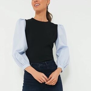 Tuckernuck puff sleeve The Mixed Media Gracia Top size small blue
